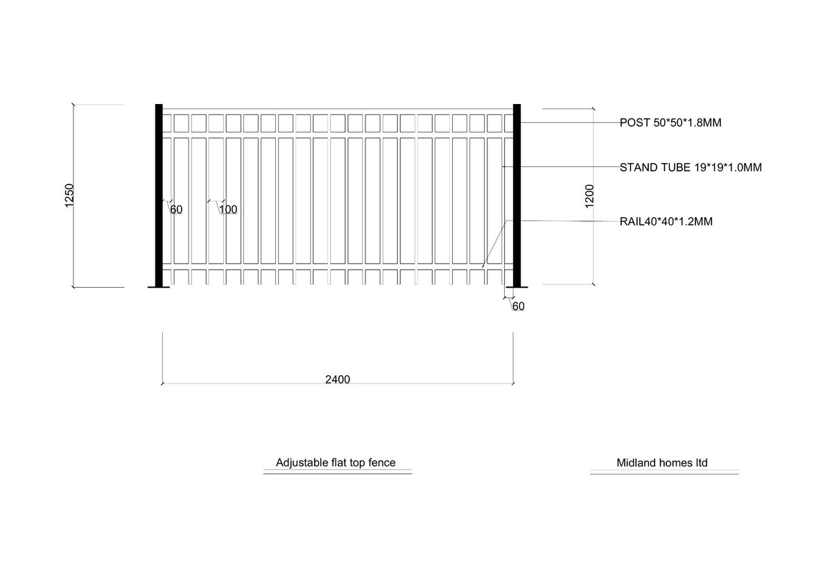 Aluminium Adjustable Flat Top Fence